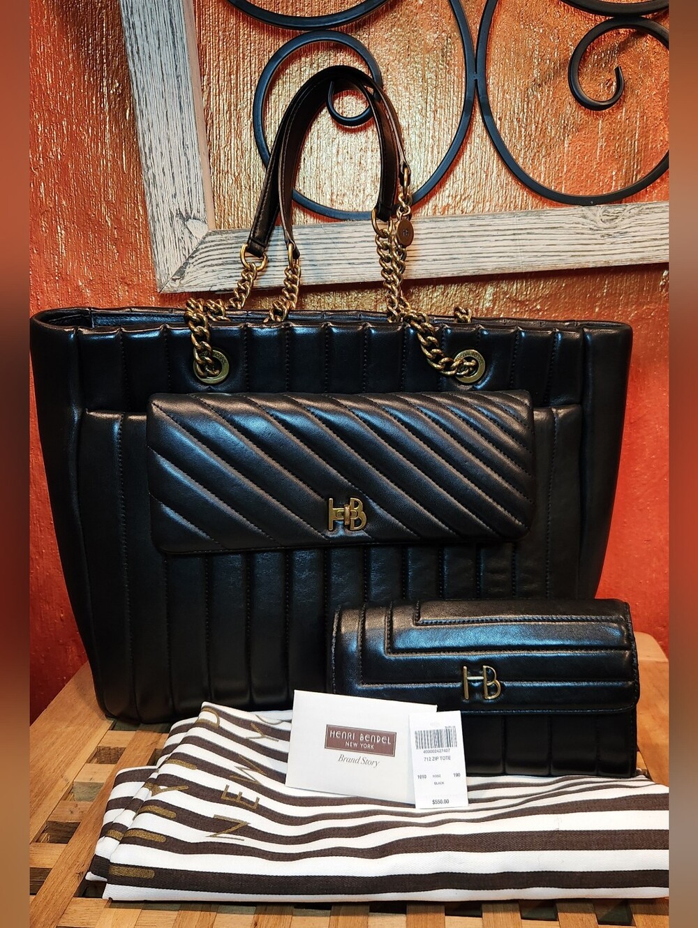 NWT bendel black tote w/ wallet